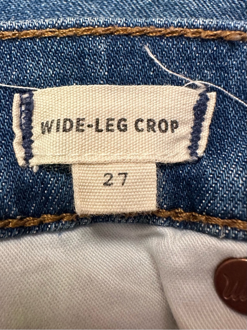 Madewell Wide Leg Crop Jeans Blue Denim High Rise Culottes Women’s Sz 27 Preppy - Picture 3 of 10